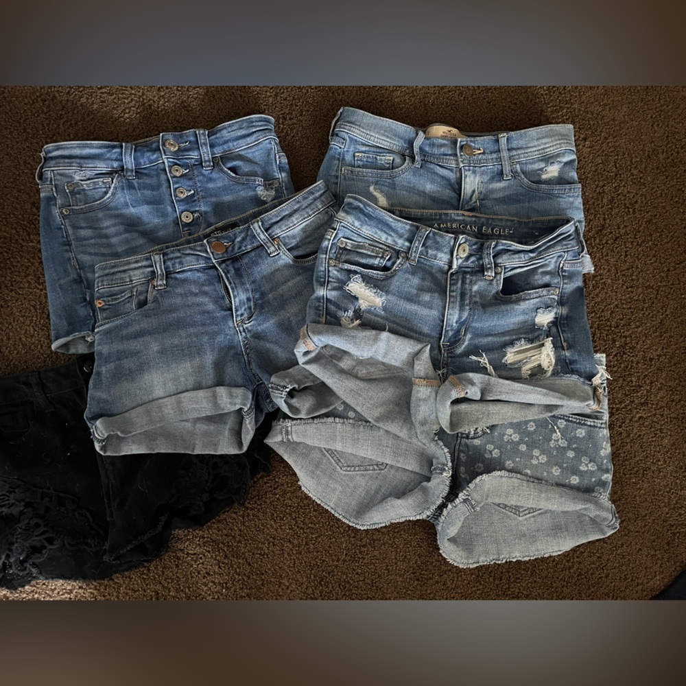 six pairs of jean shorts